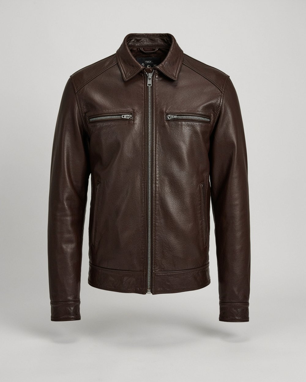 Men's Dark Brown Leather Trucker Jacket