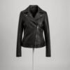Women's Black Leather Moto Jacket