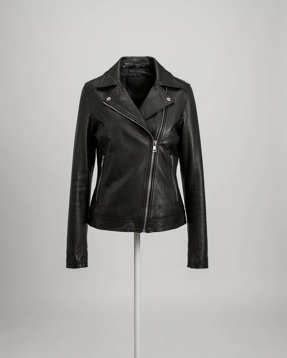 Women's Black Leather Moto Jacket
